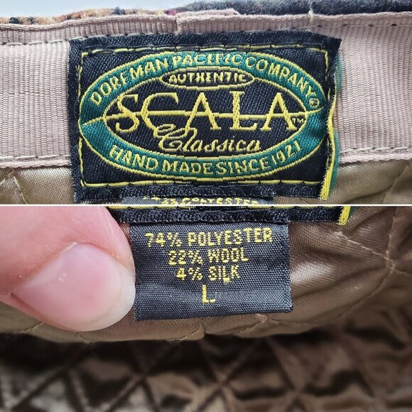 Scala Newsboy Cap Hat Vintage Houndstooth Dorfman Pacific Wool Blend Large - Picture 4 of 11